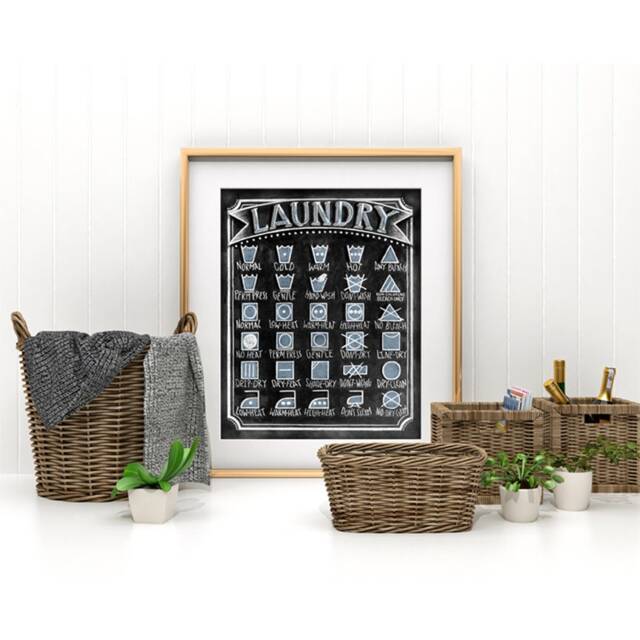 Laundry Room Symbols Art Print, Chalkboard Style - image 1