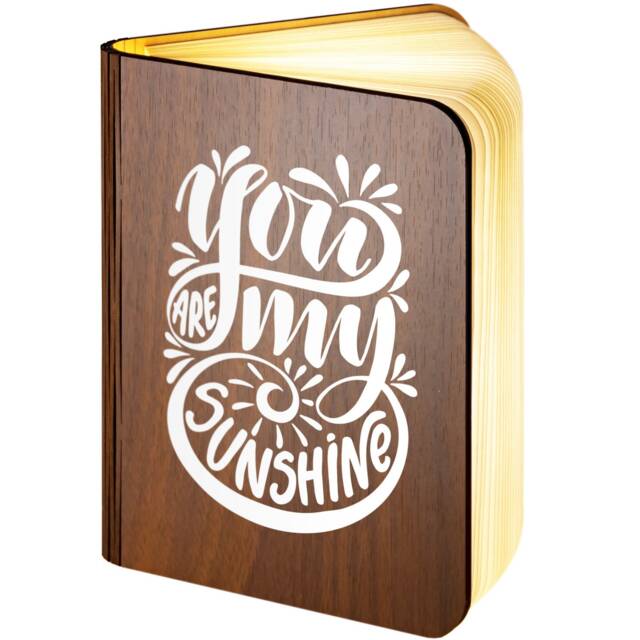 Personalised Wooden Folding Magnetic Glowing Led Book Lamp Featuring You Are My Sunshine Design - image 1