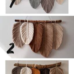 Macrame Feathers - Nursery Decor Wall Hanging Decor Leaves Kids Room Bedroom Decoration - thumbnail 3