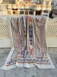 Hand-stitched Cotton Suzani Quilt - Colorful Bohemian Throw, Artisan Textile, Reversible Bed Or Sofa Cover