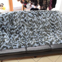 Real Rex Rabbit Fur Blanket Throw Green Light Blue Color, Home Warmer - thumbnail 2