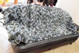 Real Rex Rabbit Fur Blanket Throw Green Light Blue Color, Home Warmer - thumbnail 1