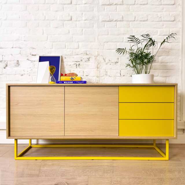 Modern, Natural Oak, Yellow Sideboard With Drawers - image 1