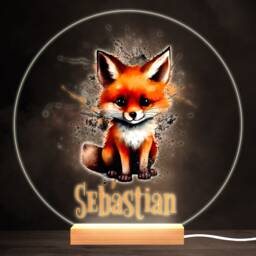 Splash Cute Fox Colourful Round Personalised Gift Led Lamp Night Light - Bedroom - thumbnail 1
