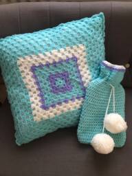 50cm Granny Square Cushion & Hot Water Bottle Cover - thumbnail 1