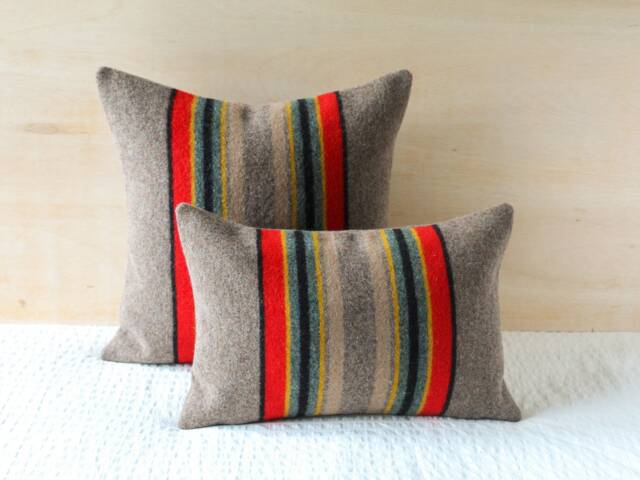 Yakima Camp Blanket Wool Pillow Cover in Mineral Umber, Striped Cabin - Made To Order - image 1