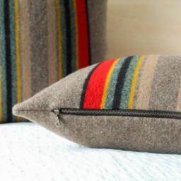 Yakima Camp Blanket Wool Pillow Cover in Mineral Umber, Striped Cabin - Made To Order - thumbnail 3