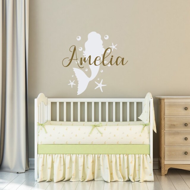 Personalized Mermaid Wall Decal Girls Nursery Decor Ww147 - image 1