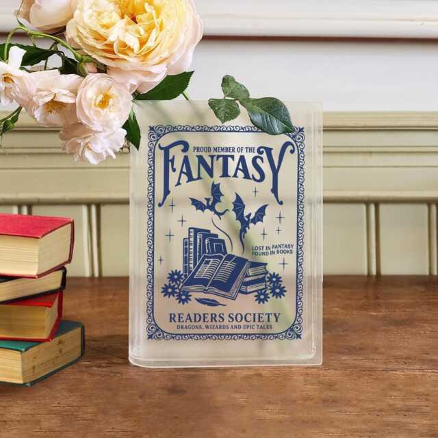 Fantasy Readers Society Book Vase, Dragon Acrylic Lost in Books Decor, Wizard Lover Gift, Library Decor Vase - image 1