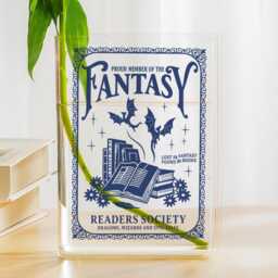 Fantasy Readers Society Book Vase, Dragon Acrylic Lost in Books Decor, Wizard Lover Gift, Library Decor Vase - thumbnail 2