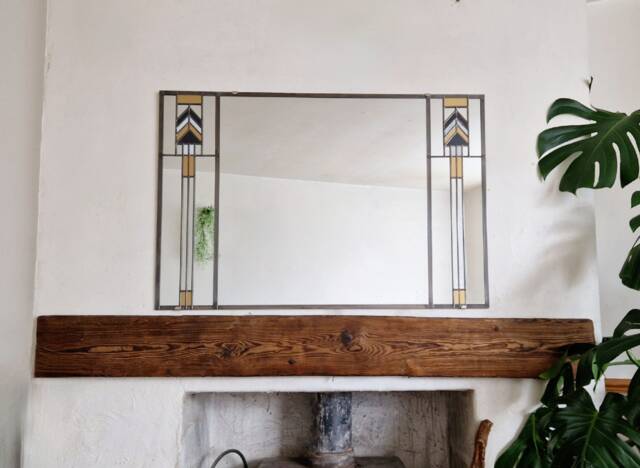 Classic Art Deco Large Mirror 91x61cm Gold, Pearly White, Black - image 1