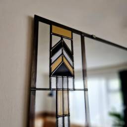 Classic Art Deco Large Mirror 91x61cm Gold, Pearly White, Black - thumbnail 3