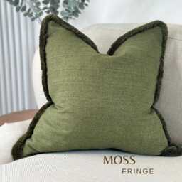 Green Cushion Cover With Fringe Or Piping Trim - Earthy Home Decor Accent Throw Pillows Multiple Sizes Colours - thumbnail 2