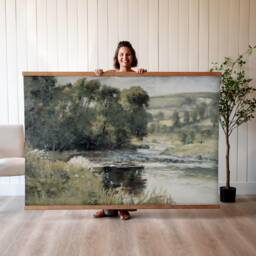 Oversized Landscape Oil Painting Print Vintage Nature Tapestry Wall Hanging - 614