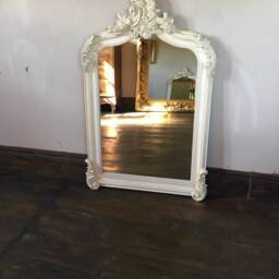Arch Hand Made French Ivory Antique White Ornate Scroll High Quality Over Mantle Dressing Free Standing Leaner Wall Mirror 4 Ft - thumbnail 2