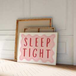 Sleep Tight Red Poster, Lovers Horizontal Cool Decor, Funky Girly Bedroom Print, Above Bed Art, Dopamine Decor - thumbnail 3