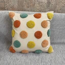 Deep Orange Multi Color Embroidered Tufted Textured Cotton 18x18 , 20x20 22x22 24x24 Inches Decorative Throw Pillow Cover - thumbnail 1