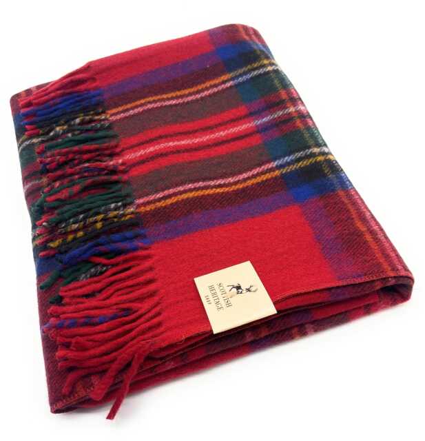 Royal Stewart Tartan Wool Knee Blanket, Scottish Made, Fringed Throw - image 1