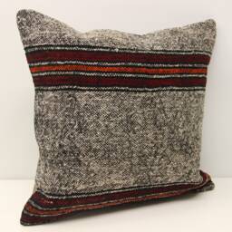 Handmade Kilim Pillow Cover 18x18, Wool Cotton Blend - thumbnail 2
