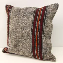 Handmade Kilim Pillow Cover 18x18, Wool Cotton Blend - thumbnail 3