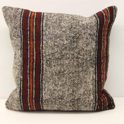 Handmade Kilim Pillow Cover 18x18, Wool Cotton Blend - thumbnail 1