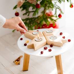 Advent Wreath Candle Holder, Beautiful Christmas Wreath, Wooden Tealight Holder To Be Used As Thanksgiving Decor - thumbnail 1