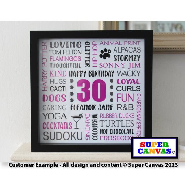 Happy 30Th Birthday Custom Son Daughter Sister Wife Husband Mum Dad Friend Personalised Word Art Framed Print Handmade Gift - image 1
