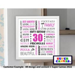Happy 30Th Birthday Custom Son Daughter Sister Wife Husband Mum Dad Friend Personalised Word Art Framed Print Handmade Gift - thumbnail 3