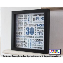 Happy 30Th Birthday Custom Son Daughter Sister Wife Husband Mum Dad Friend Personalised Word Art Framed Print Handmade Gift - thumbnail 2