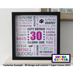 Happy 30Th Birthday Custom Son Daughter Sister Wife Husband Mum Dad Friend Personalised Word Art Framed Print Handmade Gift - thumbnail 1