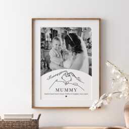 Personalised Mummy & Daughter Photo Print, Mum Birthday Gift, Minimalist Line Art - thumbnail 1