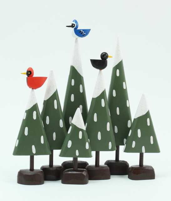 Single Winter Trees - Christmas Putz Tiny Forest Build A Woodland Scene Pine Folk Art Decoration - image 1
