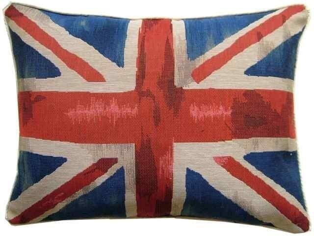 Union Jack Royal Blue Design 3 Oblong Tapestry Cushion Cover - image 1