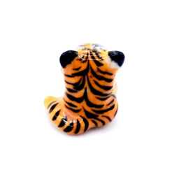 Miniature Ceramic Tiger Mini Baby Feline Jungle Little Animal Tiny Yellow Black Figurine Small Statue Decoration Hand Painted Figure - thumbnail 3