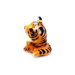 Miniature Ceramic Tiger Mini Baby Feline Jungle Little Animal Tiny Yellow Black Figurine Small Statue Decoration Hand Painted Figure - thumbnail 2