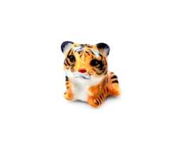 Miniature Ceramic Tiger Mini Baby Feline Jungle Little Animal Tiny Yellow Black Figurine Small Statue Decoration Hand Painted Figure