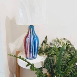 Hand Painted Table Lamp Rainbow Ceramic Home Decor - thumbnail 2
