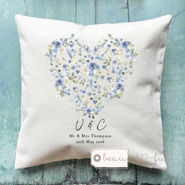 Personalised Wedding Cushion, Mr Mrs Gift, Greenery Design Newlywed Present, Bride Groom Present, New Couple Gift, Just Married, Anniversary - image 1