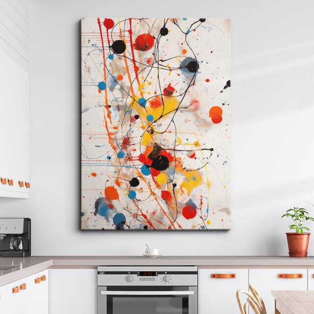 Colorful Paint Splash Abstract Oil Painting Splatter Style Wall Art, Framed Canvas Poster Print, Home Kitchen Office Room Decor, Gifts - image 1
