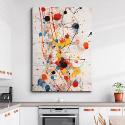 Colorful Paint Splash Abstract Oil Painting Splatter Style Wall Art, Framed Canvas Poster Print, Home Kitchen Office Room Decor, Gifts - thumbnail 1