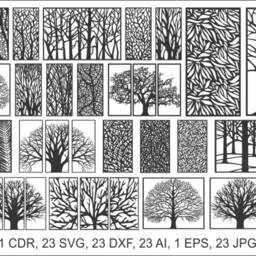 23 Tree Panels, Wall Room Decor, Patterns, Laser, Cnc, Plasma Cricut Cutting Files Cdr, Svg, Dxf, Ai, Eps, Jpg - thumbnail 3