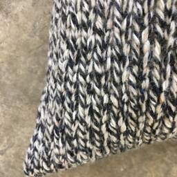 Chunky Knit Cushion Cover 100% Wool Pillow, Grey Tweed Flecked Design - thumbnail 4