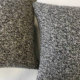 Chunky Knit Cushion Cover 100% Wool Pillow, Grey Tweed Flecked Design - thumbnail 2