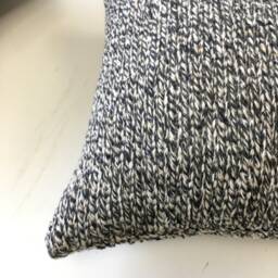 Chunky Knit Cushion Cover 100% Wool Pillow, Grey Tweed Flecked Design - thumbnail 3
