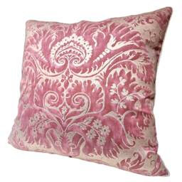Fortuny Fabric Throw Pillow Cushion Cover Red & Silvery Gold Demedici Pattern - Made in Italy - thumbnail 4