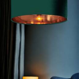 New High Quality Luxury Bottle Green 10 Cotton Drum Fabric Lamp Shade Pendant Light Shape With Metallic Linings - thumbnail 2
