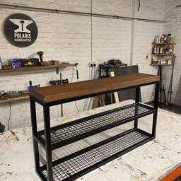Shoe Rack - Industrial Metal Shoe Rack -Shoe Store Wooden Organiser - thumbnail 2