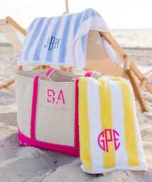 Embroidered Cabana Towel // Custom Towel, Bachelorette Gifts, Striped Beach Personalized Monogrammed