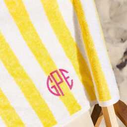 Embroidered Cabana Towel // Custom Towel, Bachelorette Gifts, Striped Beach Personalized Monogrammed - thumbnail 2