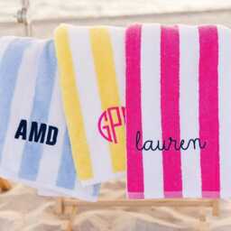 Embroidered Cabana Towel // Custom Towel, Bachelorette Gifts, Striped Beach Personalized Monogrammed - thumbnail 3